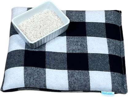HOME COMFORT Black Plaid Regular Therapeutic Microwavable Heating & Cooling Pad – Natural Rice Pack (10x7 inches)