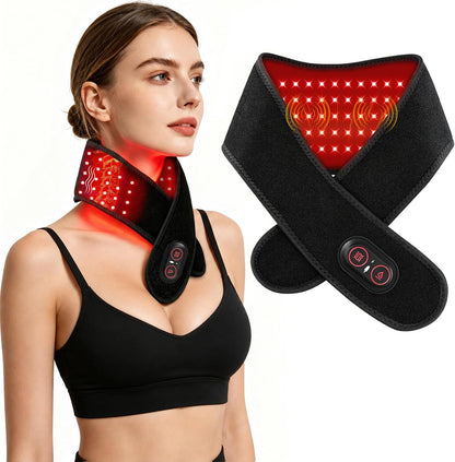 Red Light Therapy for Neck, Cordless Neck Heating Pad with Vibration