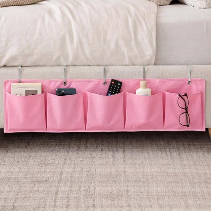 Rv Bedside Storage Organizer, 5 Pocket Camper Van Bed Caddy Bag, Grey