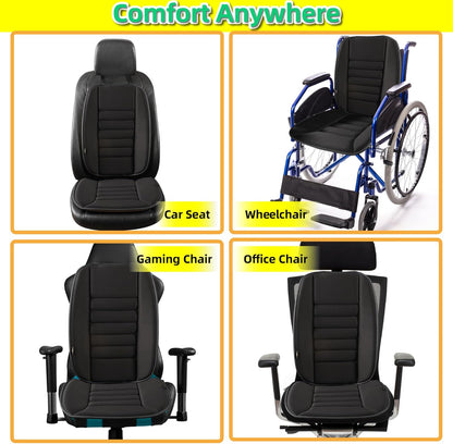 kingphenix Car Seat Cushion with Back Support Pillow, Memory Foam, Black | Memory Foam Car Cushion for Long Driving, Truck, Office Chair, Tailbone and Lower Back Support