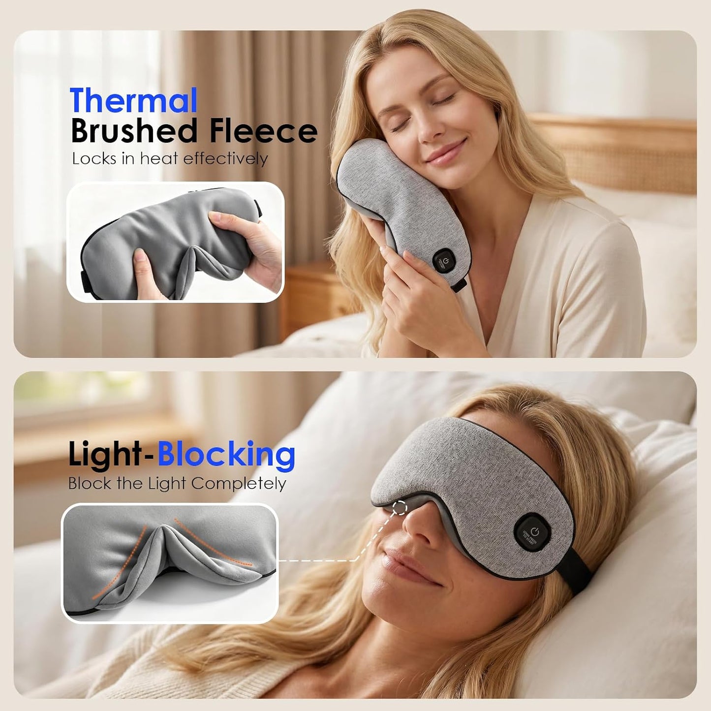 Akakios Heated Eye Mask for Dry Eyes, Cordless Eye Heating Pad with 3 Temperature Modes, Improved Sleep, Eye Warmer Compress for Travel with Replaceable Washable Cover (Gray)