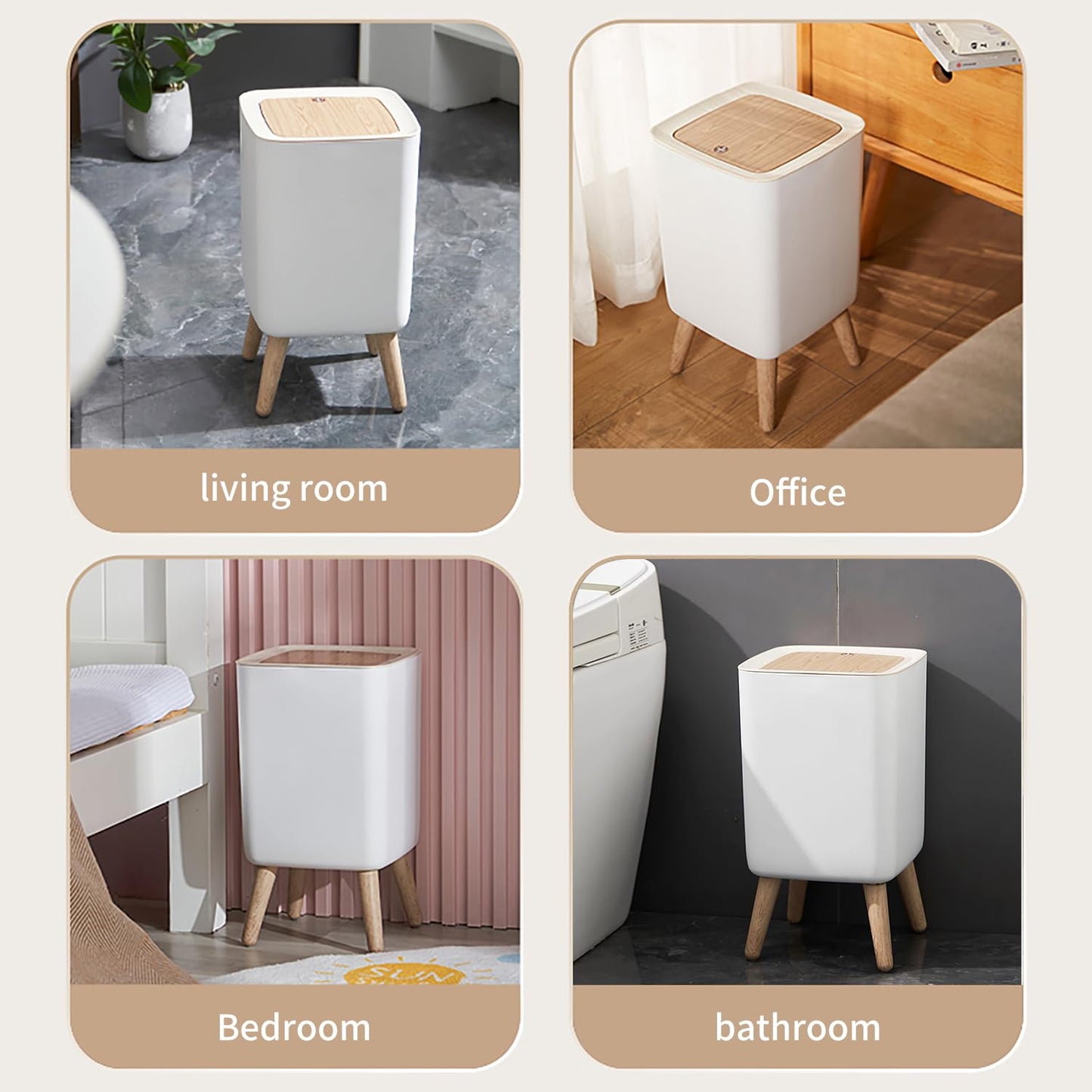 WanWanKa Mini White Plastic Trash Can, 2.6 Gallon Capacity, Slim Design, Anti-Odor, Easy to Clean, Suitable for Any Place | 10Liter Nordic Modern Waste Basket,Plastic Trash bin Suitable for Kitchen, Bathroom, Bedroom, Living Room, Office, Outdoor