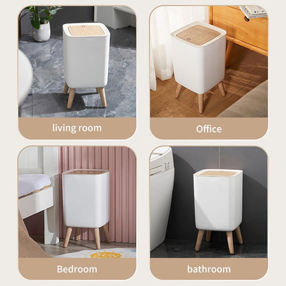 WanWanKa Mini White Plastic Trash Can, 2.6 Gallon Capacity, Slim Design, Anti-Odor, Easy to Clean, Suitable for Any Place | 10Liter Nordic Modern Waste Basket,Plastic Trash bin Suitable for Kitchen, Bathroom, Bedroom, Living Room, Office, Outdoor