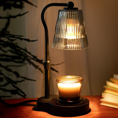 Candle Warmer Lamp with Timer & Dimmable Settings, Adjustable Height Flameless Scented Wax Melter for Jar Candles, Elegant Home Decor Warmer Lamp with 2 Bulbs, Gift for Women Mom Friend Family, White