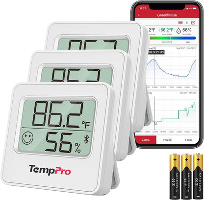 TempPro TempAir Hygrometer Indoor Thermometer for Home | Room Thermometer Humidity Meter with Accurate Temperature Humidity Sensor for Greenhouse Baby Room Office-1 Pack
