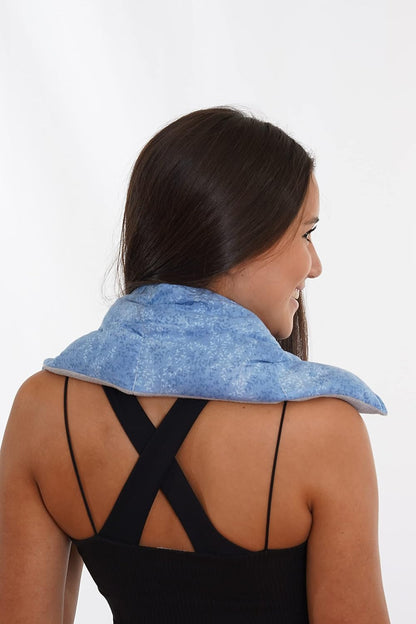 SacksyThyme Microwaveable Heating Pad - Microwave Neck and Shoulder Wrap for Moist Hot Therapy - Hot & Cold Compress for Relaxation & Stress Relief - Flaxseed - Made in USA - 22"x6", Grey