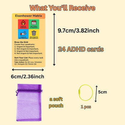 24 Double-Sided ADHD Therapy Tools & Coping Skills Cards for Adults & Teens – Executive Function, Anxiety Relief & ADHD Organization – Portable Flashcards with Digital App Suggestions