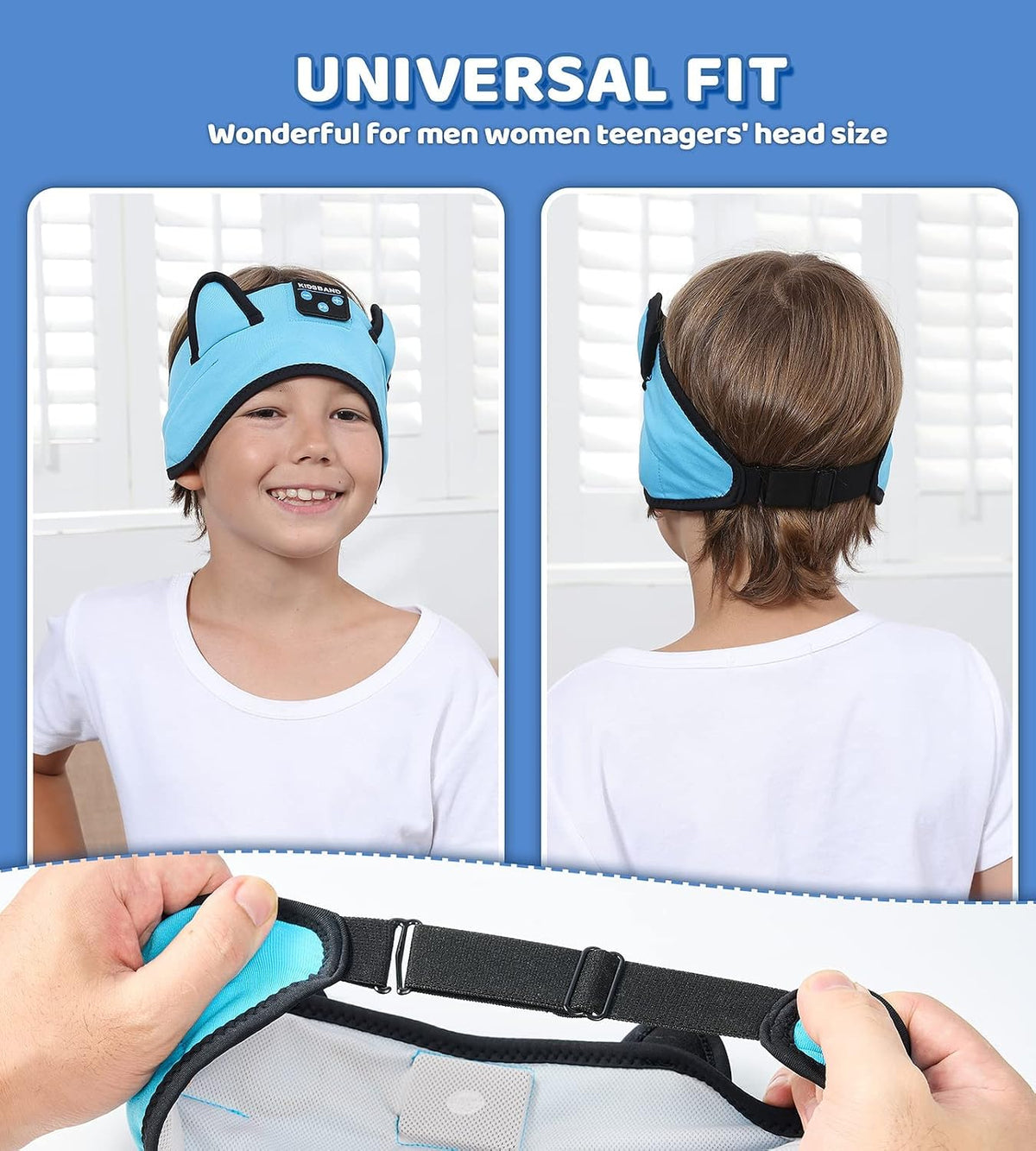 KIDSBAND Kids Bluetooth Headphones, Sleep Headband [Wireless & Wired Playback 2in1] Foldable Headphones for School/Travel/Tablet/Sleep