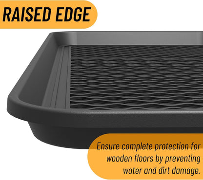 Ottomanson Indoor/Outdoor Boot Tray Non-Slip Doormat Modern Entryway Mat for Entryway Patio Backyard Garage, 18" x 28", Black