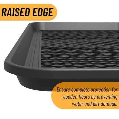 Ottomanson 15" x 30" Multi-Purpose Boot Tray – Waterproof Shoe & Pet Feeding Spill Tray, Litter Box & Pee Pad Holder, Painting & Planting Mat, 1.2" Raised Edge Floor Protection