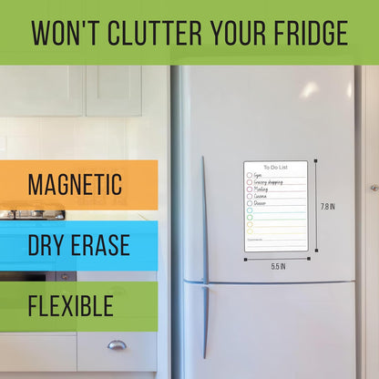 Dry Erase Small Magnetic to Do List White Board for Fridge A5 - Lined Dry Erase Todo List for Refrigerator - Daily Magnetic Planner - Mini Whiteboard Checklist - Magnet Task List White Board
