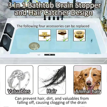 AzWzz Universal Tub Stopper Bathtub Drain Plug, Pop Up Tub Drain Hair Catcher, Drain Cover with Strainer, for 1-3/8 to 2in Bath Drain Hole