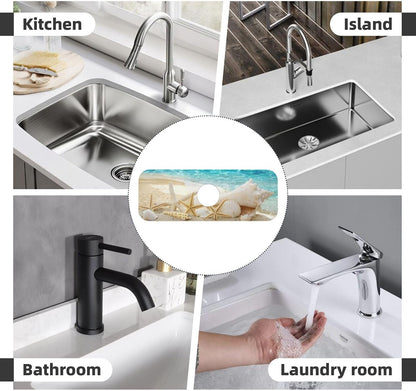 Abstract Flower Blooming Floral Watercolor Kitchen Sink Splash Guard Faucet Mat Super Absorbent Fast Drying Mat Sink Gadgets-Fast Drying Pad Sink Mat For Kitchen Bathroom (15" X 5.5" )