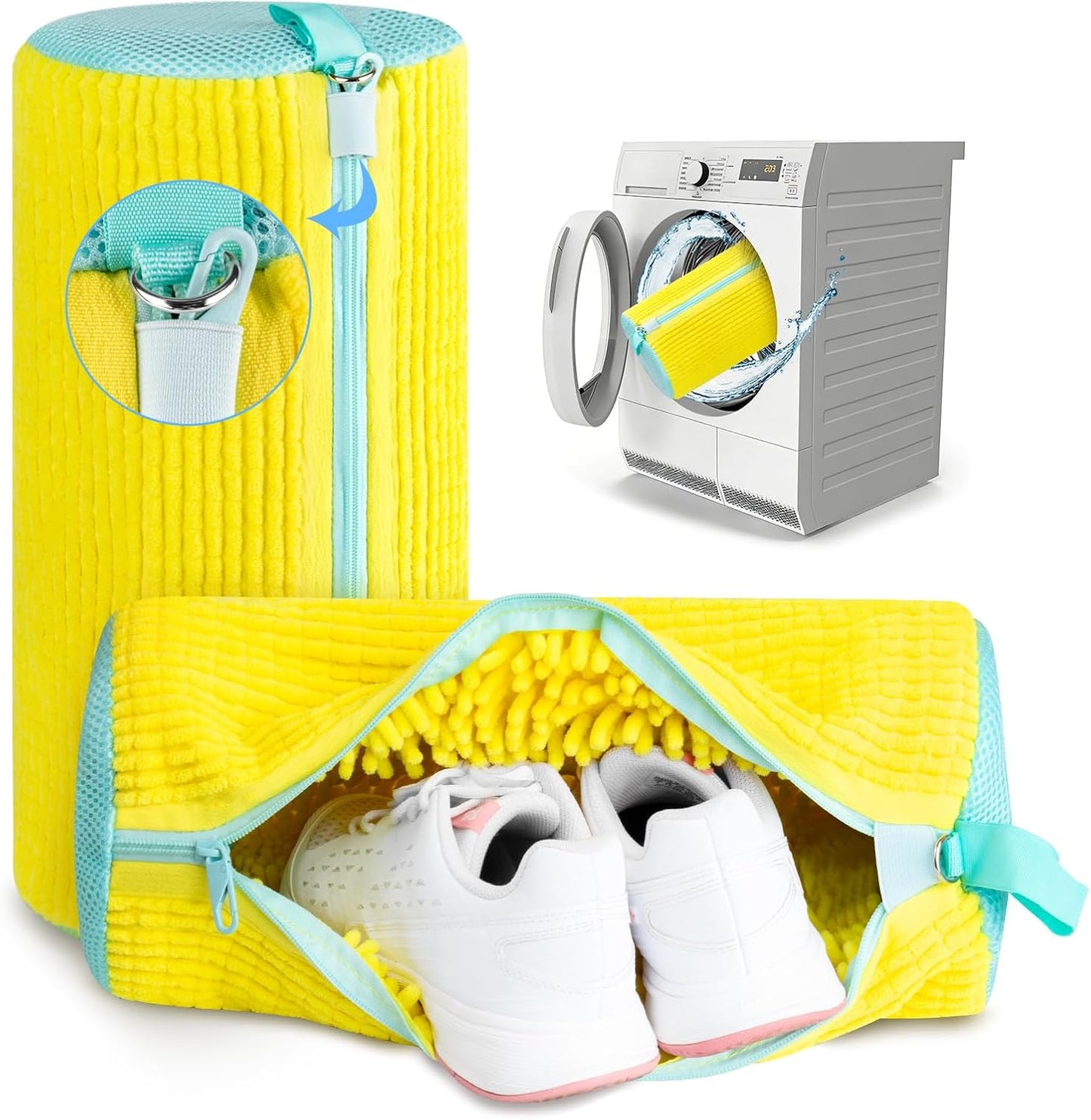 Shoe Washing Machine Bag, 2 PC Reusable XXL Shoes Laundry Bag for sneakers | Wash bags for washer and dryer, with concealed heavy-duty zipper to protects shoes & machine, Cleaning bag for tennis shoe