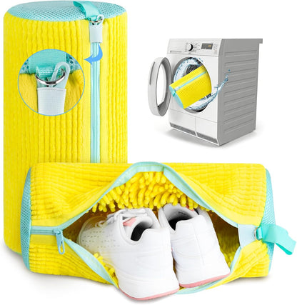 Shoe Washing Machine Bag, 2 PC Reusable XXL Shoes Laundry Bag for sneakers | Wash bags for washer and dryer, with concealed heavy-duty zipper to protects shoes & machine, Cleaning bag for tennis shoe