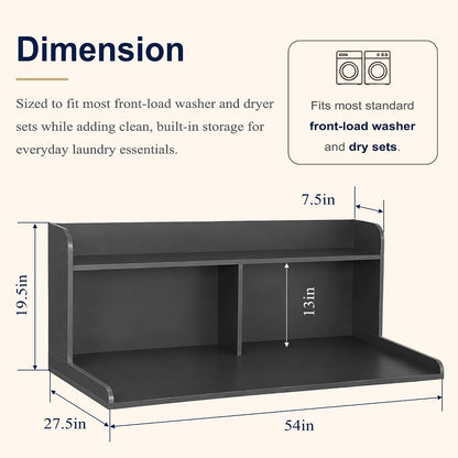 Royxen Washer Dryer Countertop with Extra Tall Shelf, 19" Height Washer and Dryer Topper, Laundry Countertop with Non-Slip Pads, Universal Fit for Laundry Room Organization, Walnut