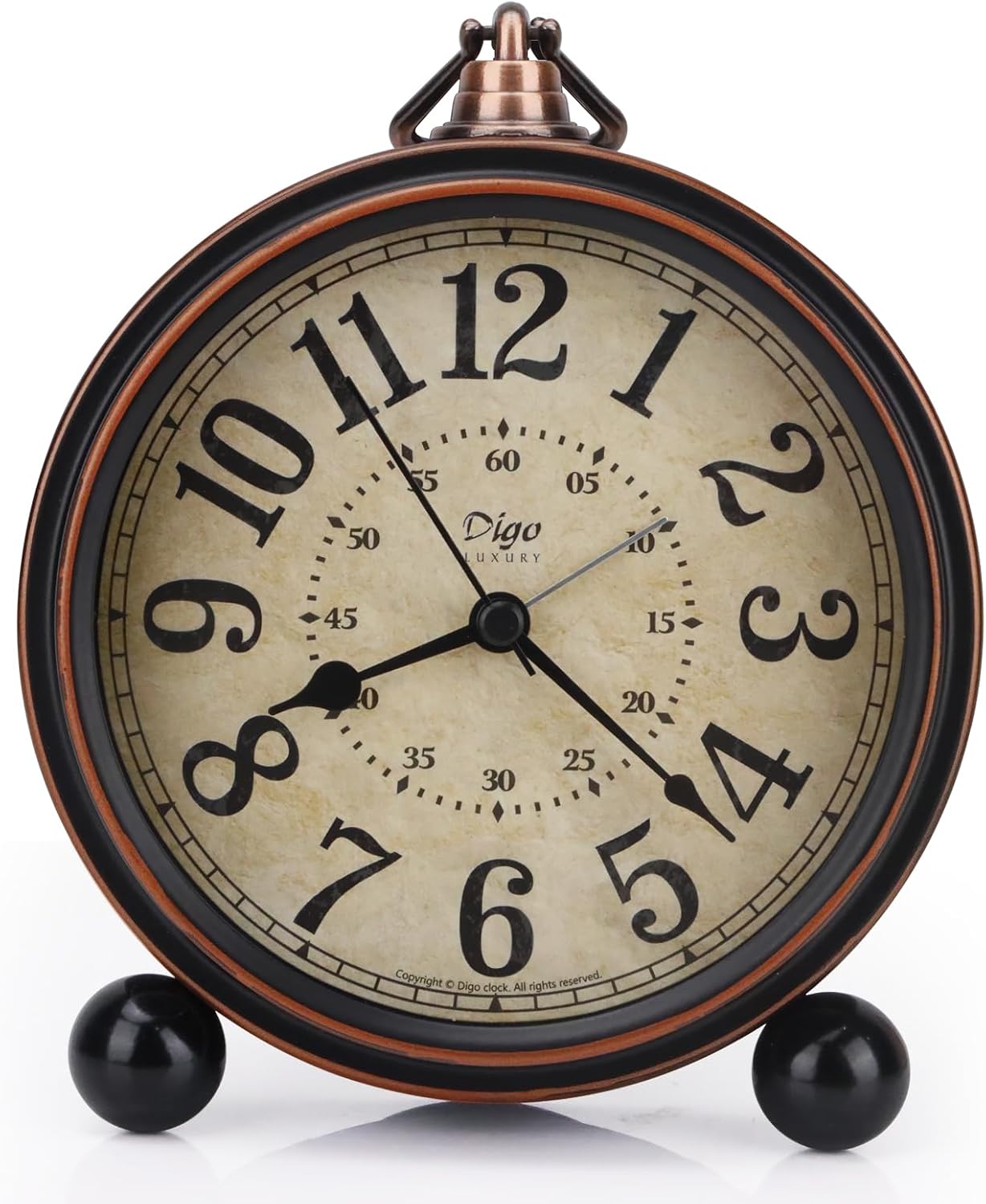 Maxspace 5.2in Analog Clock, Retro Silent Desk Clock Non-Ticking & Battery Operated with Quartz Movement,Clock Decor for Bedroom Living Room