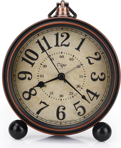 Maxspace 5.2in Analog Clock, Retro Silent Desk Clock Non-Ticking & Battery Operated with Quartz Movement,Clock Decor for Bedroom Living Room