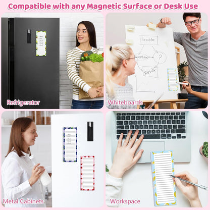 Thboxes 4 Pack Magnetic Note Pad for Fridge with Pen Holder, Totally 200 Sheets Grocery List Magnet Pad for Refrigerator Magnetic Shopping List Pad（Fruit Design） | Full-Back Magnet, 80Gsm FSC-certified Paper, School Office Home Supplies Grocery List