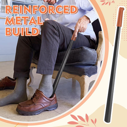 2 Pcs 31.5'' Extra Long Metal Shoe Horn for Elderly, Silver | Shoehorn Dressing Stick for Senior Disabled Men Women Limited Mobility, Standing Reach Assist, No Bending Needed