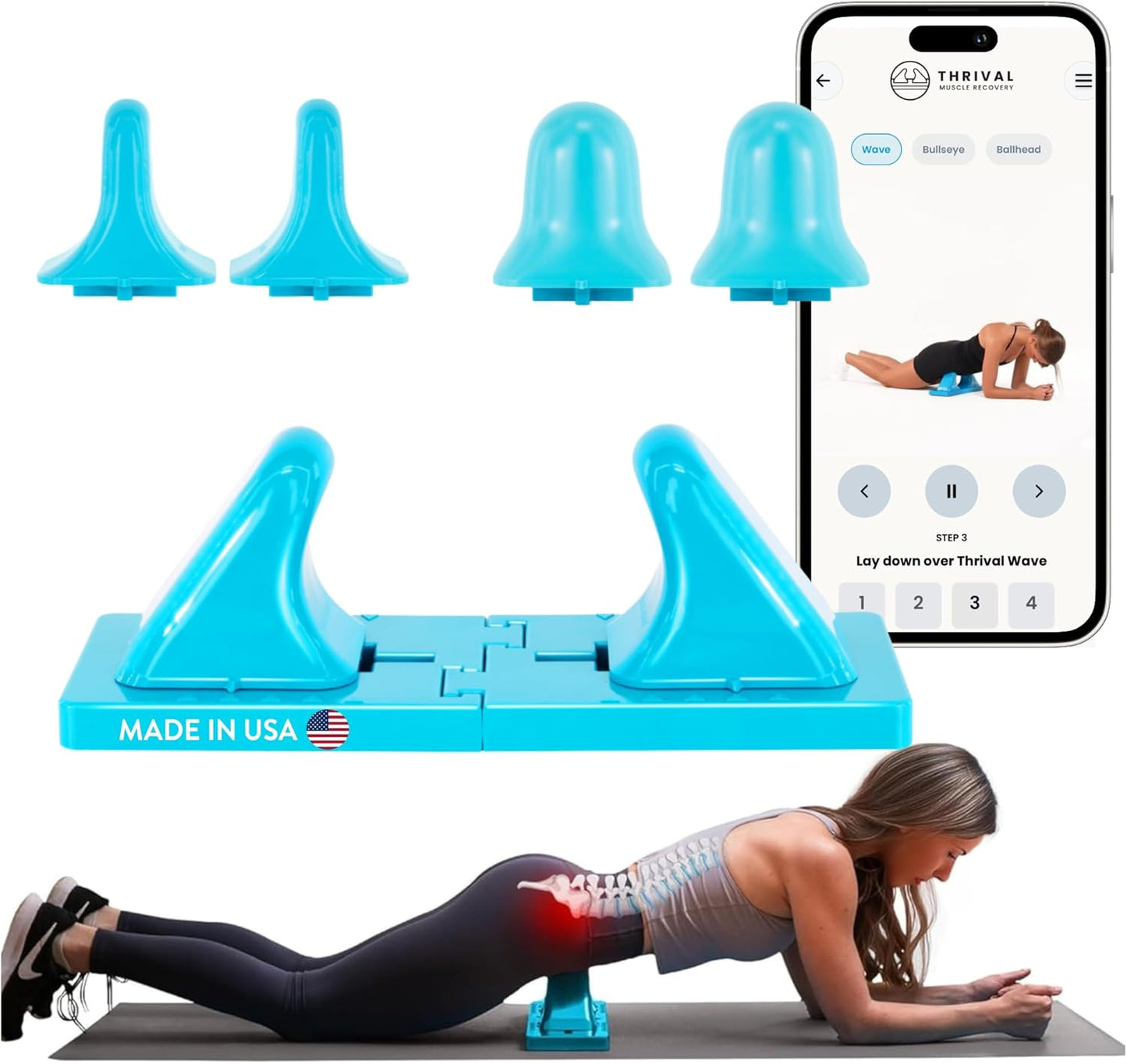 Arch Back Stretcher, Psoas Muscle Release Tool, Carbon Black | Fully Adjustable, Thrival App Compatible, Trigger Point Relief