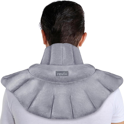 REVIX Microwavable Heating Pad for Neck Shoulders and Back, Microwave Heated Neck Wrap with Moist Heat, Light-Gray