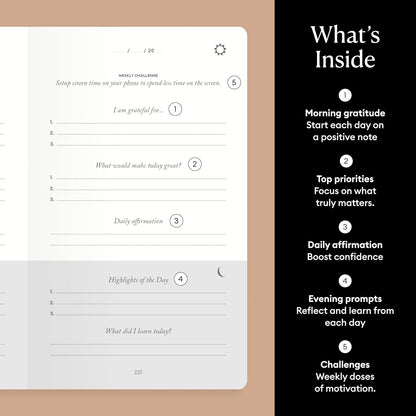 Intelligent Change The Five Minute Journal - Original Daily Gratitude Journal for Women & Men - Mindfulness, Happiness & Daily Reflection - Undated Planner - Affirmation Journal - Gifts for Women