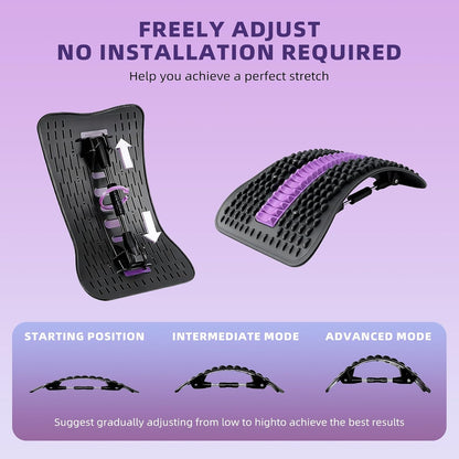Adjustable Back Stretcher for Lower Back Stretching,Manual Spinal Decompression Board for Daily Use,Portable Lumbar Stretch Tool for Home Office & Travel.