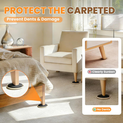 Furniture Sliders for Carpet 24PCS, 3 1/2" | Heavy Duty Furniture Movers Pads, Sliders for Furniture on Carpet, Reusable Furniture Moving Sliders for Easy Glide