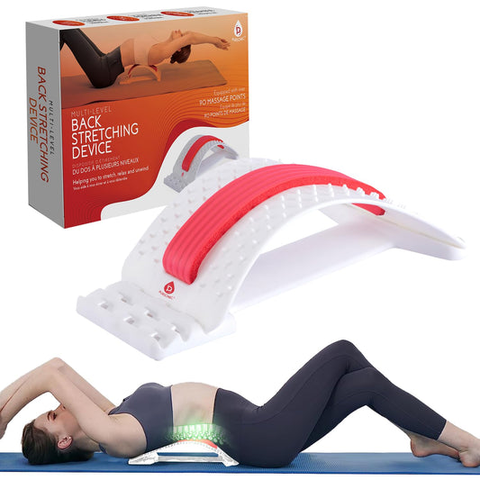 Pursonic Premium Back Stretcher for Pain Relief and Posture Correction - Adjustable Design with Cushioned Foam Padding – Personalized Spinal Alignment for Office Chair, Sofa, or Floor Use - Durable (WHITE)