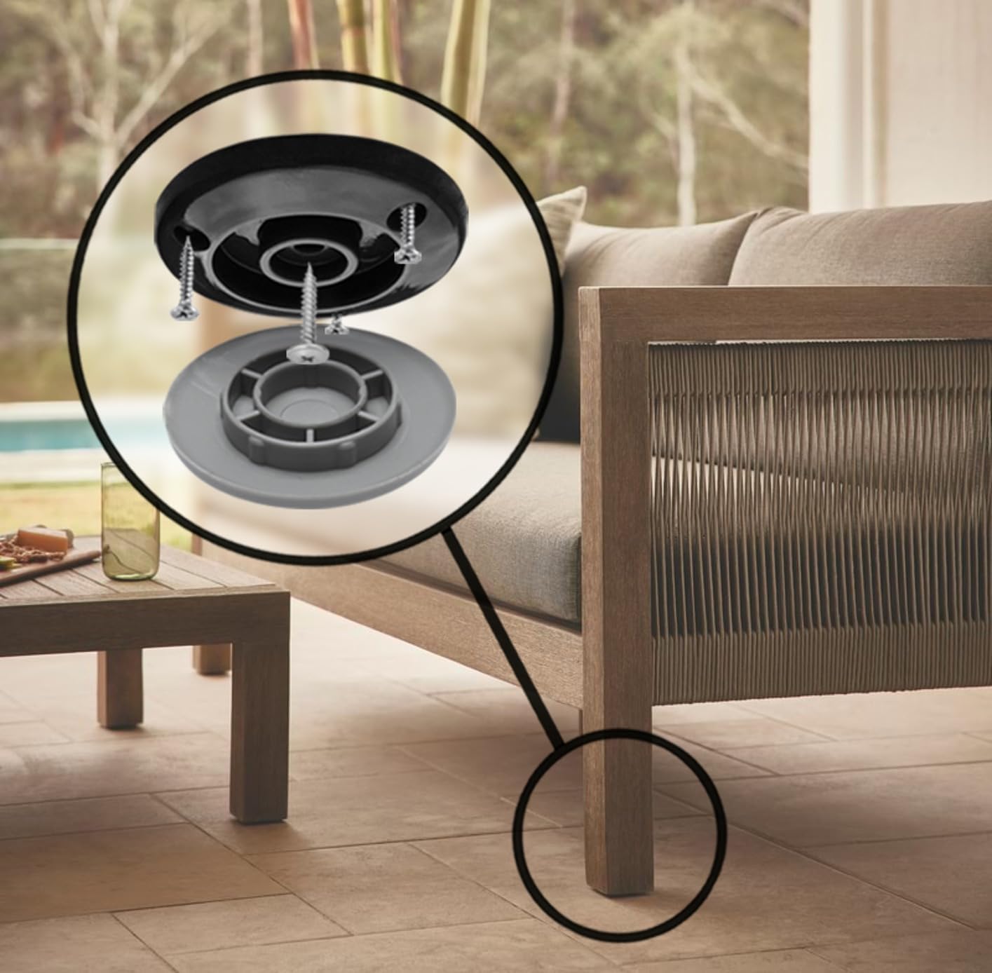 GorillaGlides 1 Inch Chair Sliders/Furniture Floor Protectors (16 Furniture Glides) Self-Adhesive Screw On Chair Glides for Sliding on Low-Pile Carpet & Hard Surface Floors, Round