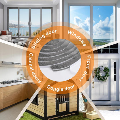 Bruiefpap 39.4FT Weather Stripping for Doors and Windows, Self-Adhesive Soundproofing Door Seal, Door Insulation for Sliding, Exterior, Frames and Front, 0.35'' Wide x 0.35'' Thick, Grey