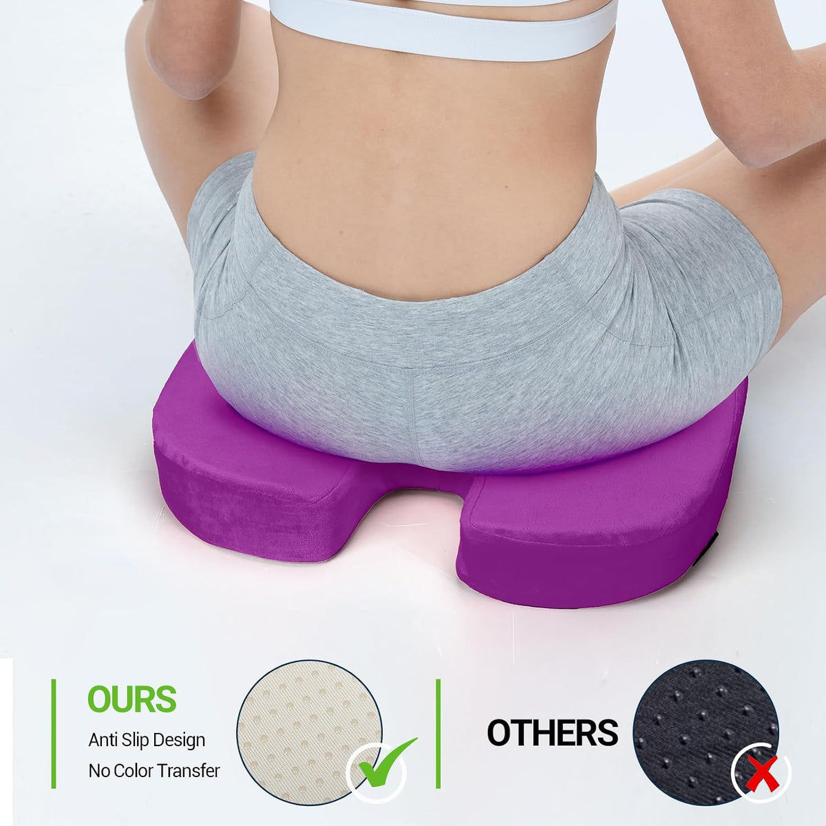 Season Guard Gel Memory Foam Seat Cushion for Tailbone Pain Relief, Black