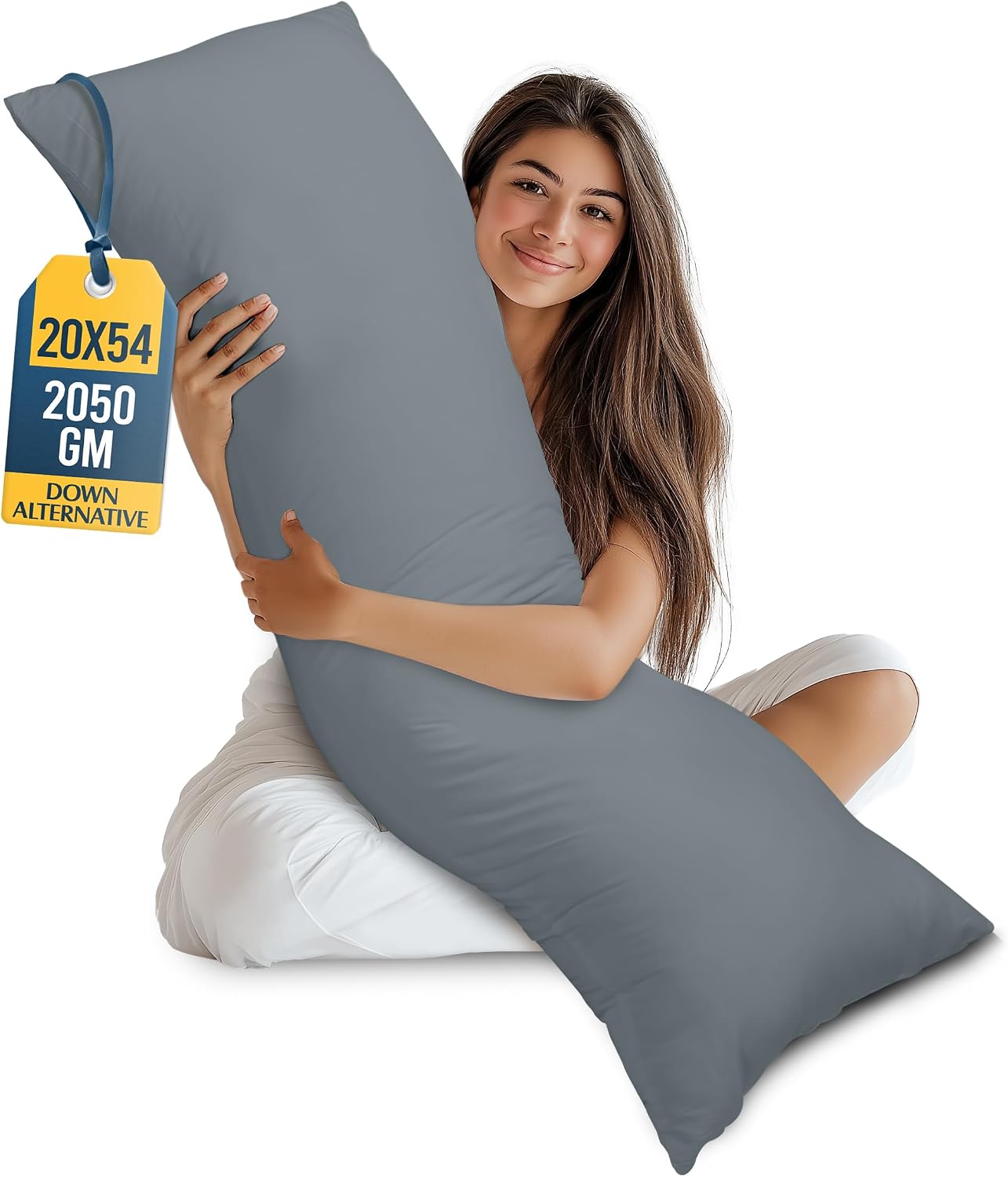 Utopia Bedding Full Body Pillow for Side Sleeper, White Long Pillow for Bed | Large Body pillows for Adults, Plush Support, Pregnancy Pillow Insert for sleeping, helps maintain body contour, 20x54 inches