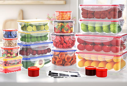 5 Pack Large Fruit Storage Containers for Fridge with Removable Colander | Plastic Food Storage Containers with Lids Airtight-Leak Proof Refrigerator Organizers and Storage of Vegetable