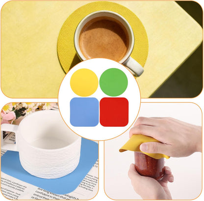 LUTER 4pcs Jar Opener Gripper Pad for Seniors with Weak Hands, Rubber | Multi-function Silicone Bottle Opener Lid Cap Rubber Gripper Pads Kitchen Coasters Gadgets, Light Blue, Green
