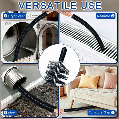 Dryer Vent Cleaner Kit - Universal Vacuum Hose Attachment + Dryer Lint Brush for Fast Lint Removal, Suitable for Most Vaccum Cleaners Energy-Saving Tool to Boost Dryer Efficiency