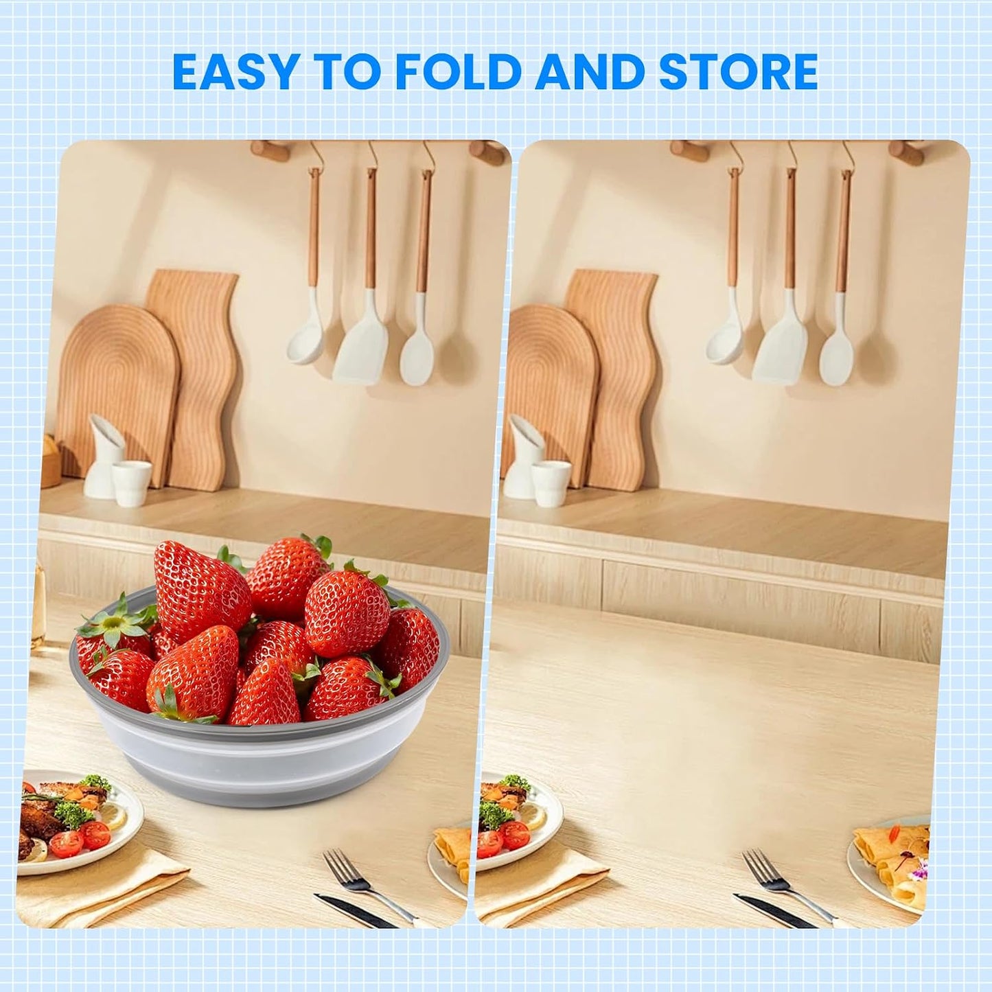 Microwave Splatter Cover Collapsible Microwave Cover for Food 10.5 inch | Easy Grip Handle, Fruit Drainer, BPA-Free, Dishwasher Safe, Grey