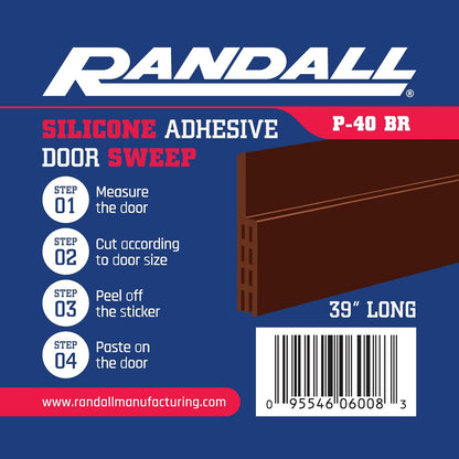 Adhesive Backed Door Draft Stopper – Silicone Under Door Sweep for Interior & Exterior Doors, Noise & Air Insulation, Self Stick Weather Stripping Door Seal, 2" W x 39" L (White) by Randall Mfg