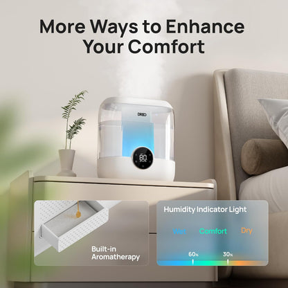 DREO 3L Humidifiers for Bedroom, 30H Runtime, 26 dB Quiet, Black