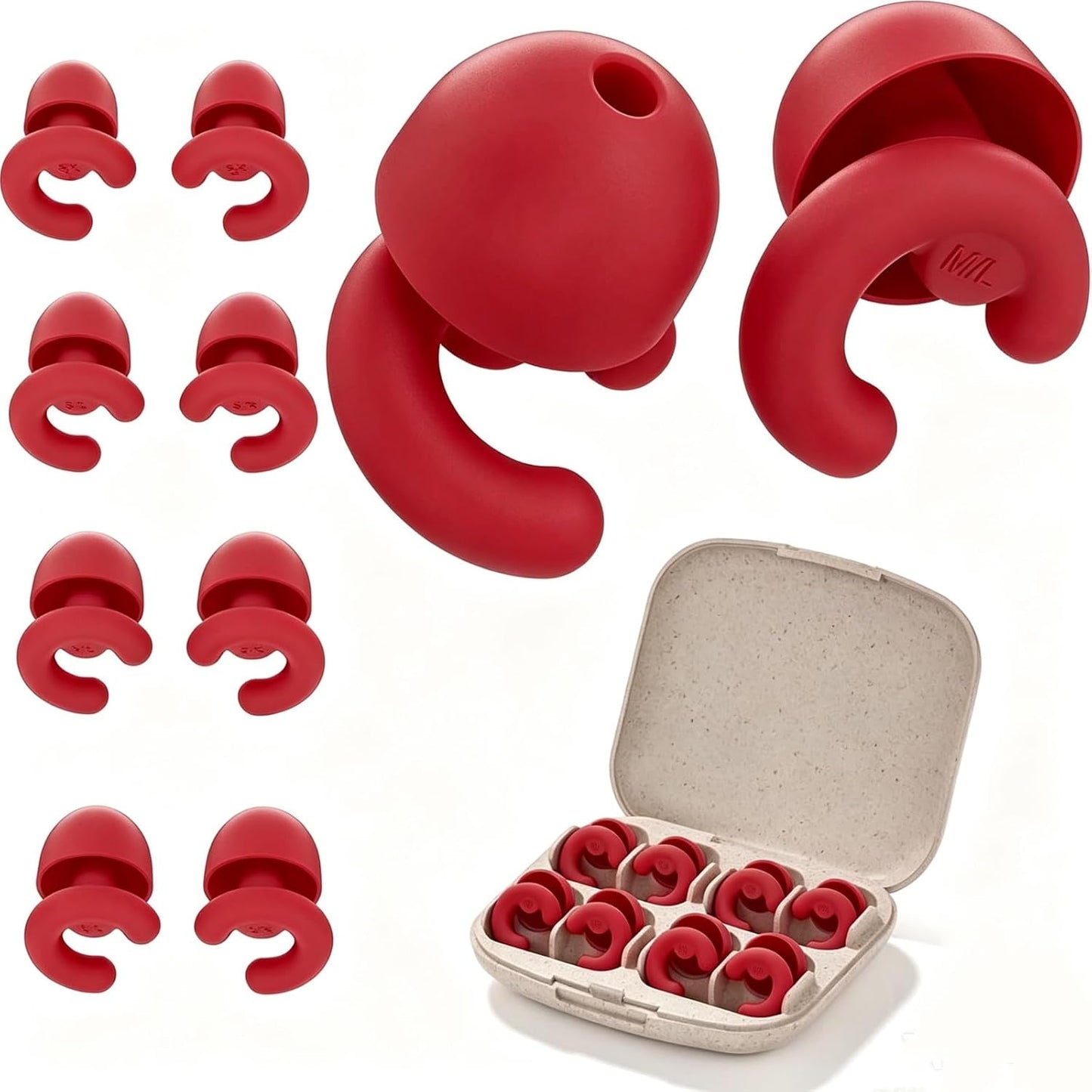Noise Cancelling Ear Plugs Sleep 50dB NRR Side Sleep Small Ear | ultra soft silicone, reusable one-piece design, 4 sizes included, portable case