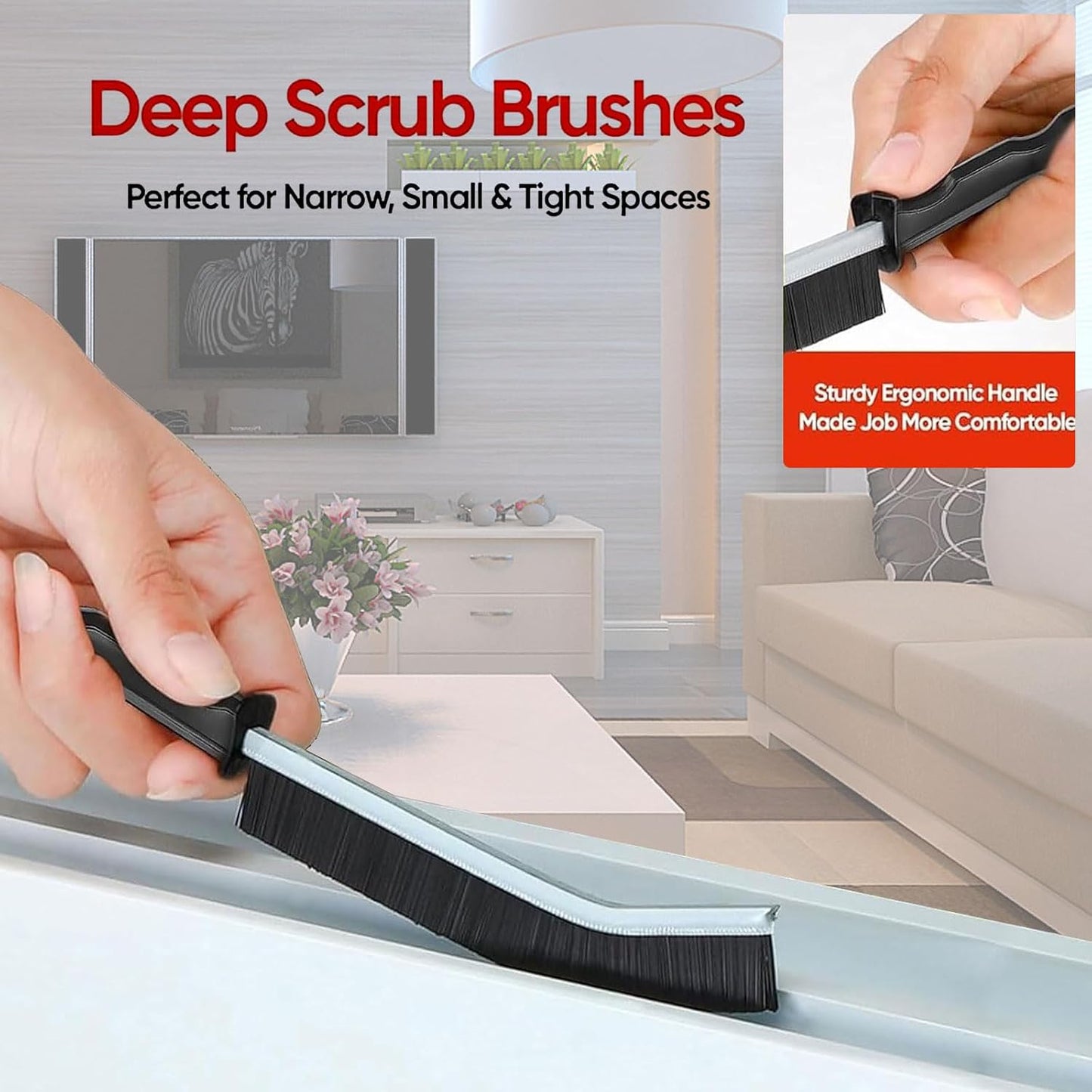 Crevice Cleaning Brush Set, Hard Bristle Gap Scrubber Tools for Bathroom Grout, Window Tracks & Shower Doors, Deep Cleaning Home Essentials & Practical Housewarming Gifts 12-Pack