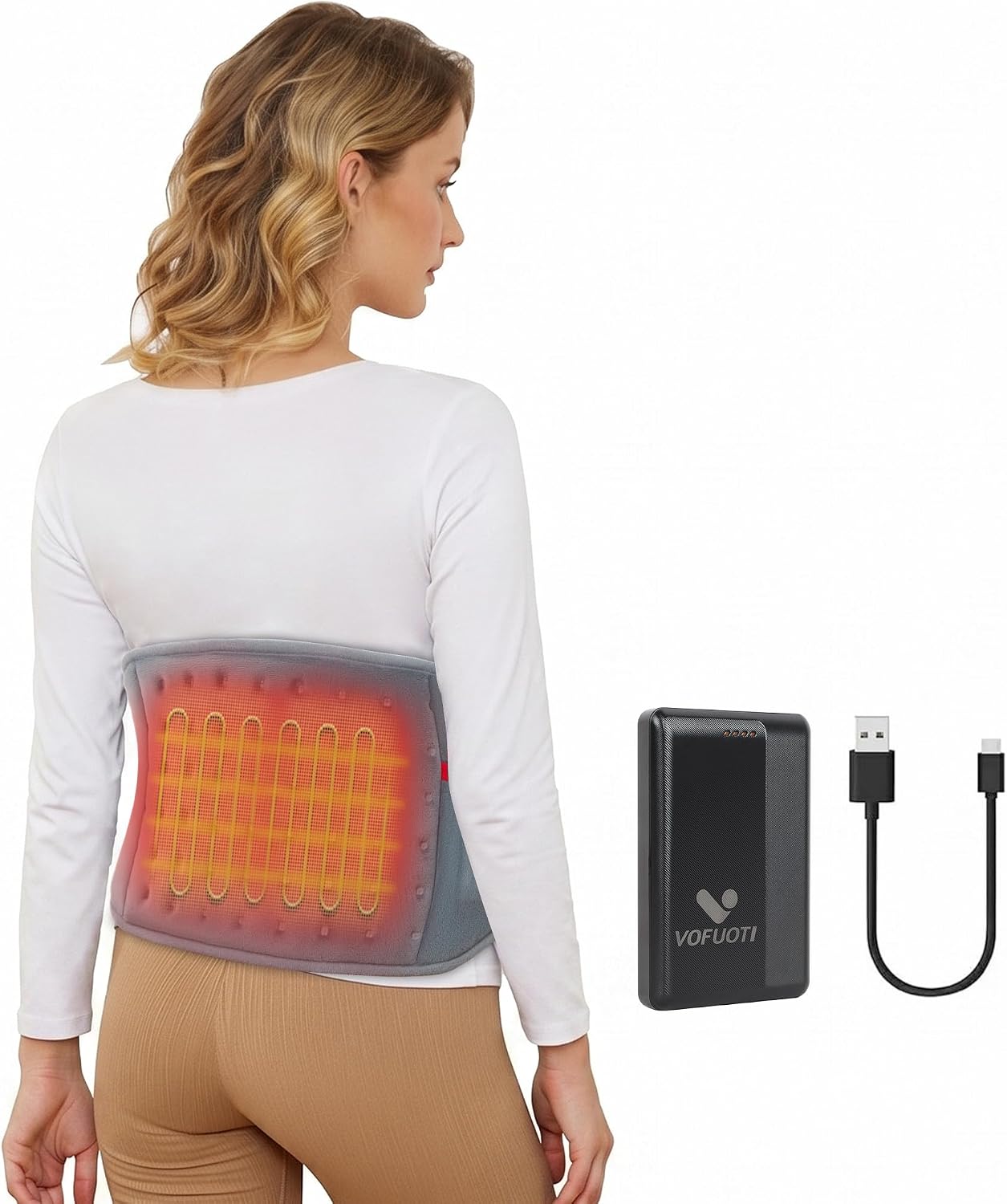 Vofuoti Portable Cordless Heating Pad with 10000mAh Battery | 3 Heat Settings, Rechargeable Electric Battery Operated Heat Pad for Back,Abdomen,Neck,Shoulders,Outdoor, Gift for Women Men