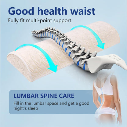 Cozyhealth - 2.95" H*18.7" L - Soft Small Lumbar Pillow for Sleeping, Memory Foam Back Lumbar Support Cushion for Lower Back Pain Relief Bed Waist Sleep Support Pillow for Side, Back (White, Small)