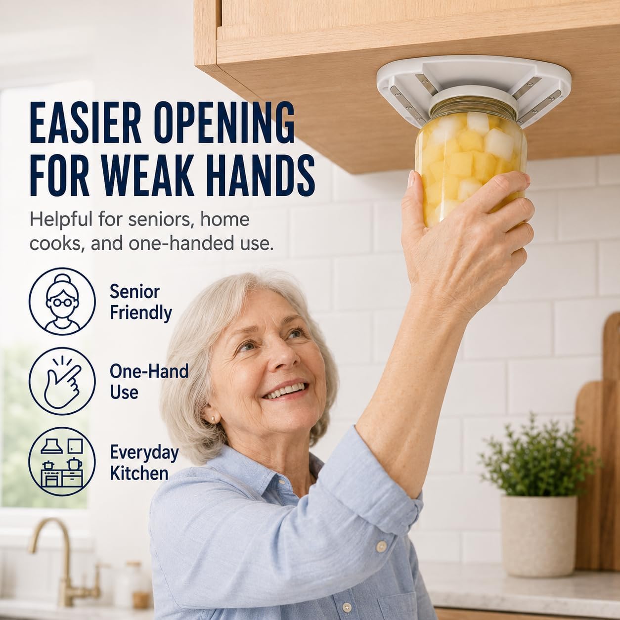 VURKO Under Cabinet Jar Opener Seniors Weak Hands V-Shape Grip Black