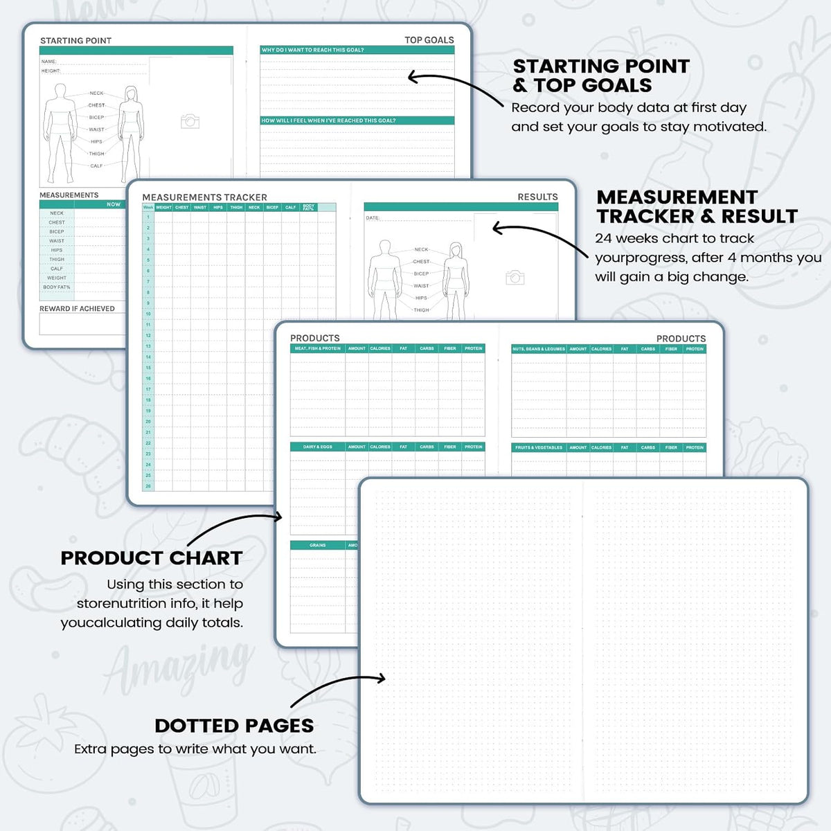 Food Journal - Journal for Women Weight Loss, 5.8" x 8.3