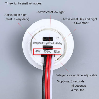 DC 12V/24V Motion Sensor Light Switch,PIR Smart Infrared Human Body Detection,Adjustable Delay & Light Sensitivity,for LED Strip Lights,Cabinets,Closets,Wardrobes,Pantry,Under-Bed Lighting