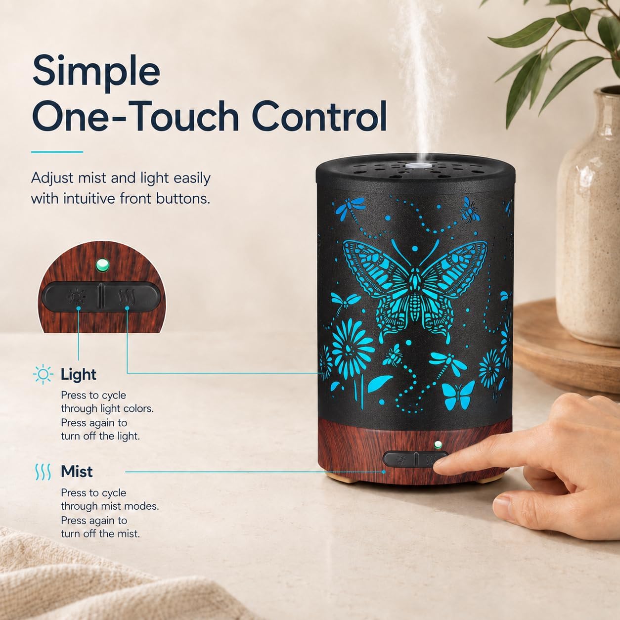 Tree Essential Oils Diffuser for Home 150ML Aromatherapy Diffuser | Birthday Gifts for Women mom,Metal Cool Mist Humidifier with 7 Colors Lights Waterless Auto Off Air Diffusers