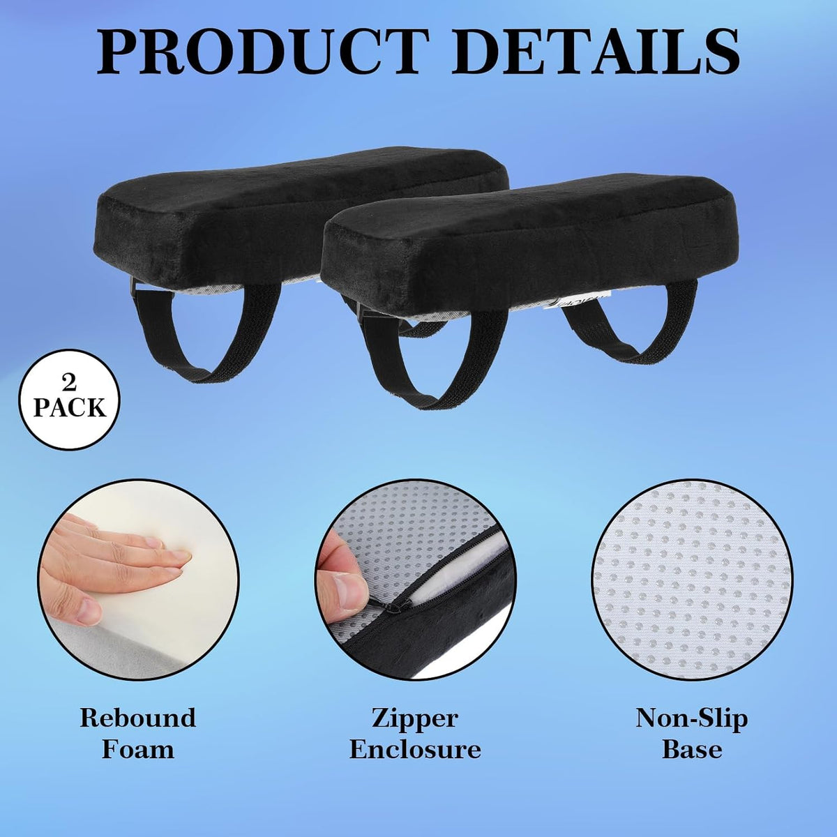 2 Pack Thick Armrest Pads Memory Foam Office Chair Arm Pads - Office Chair Armrest Covers Provide Elbow Cushion and Relieve Pressure, Ergonomic Desk Chair Arm Covers - Gaming, Computer Chair Rest Pads