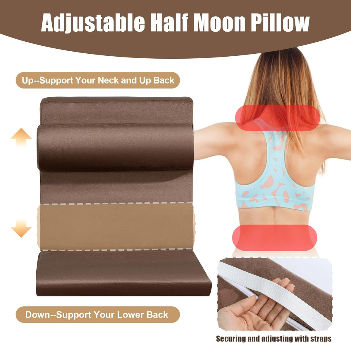 HOMBYS 5-in-1 Recliner Seat Cushion for Elderly+Lumbar Support Pillow + Leg Pad, with Adjustable Half Moon Neck Pillow & Footrest, Foam Filling with Velvet Fabric, Thick & Non-Slip, Brown